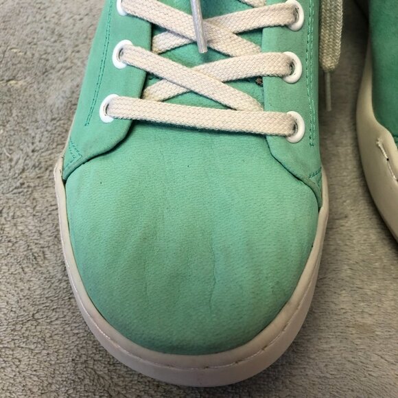 Softinos Isla Washed Comfort Lace Up Green Leather Sneakers - Picture 13 of 14